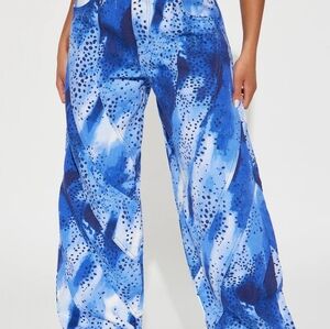 Abstract Blue Tapered  baggy Jeans‎ with Zipper Detail for woman size 5